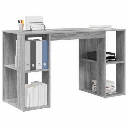 Desk with Shelf Grey Sonoma 130 x 50.5 x 75 cm Engineered Wood