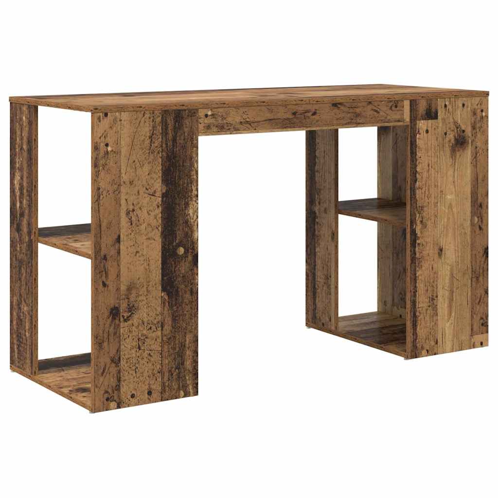 Desk with Shelf Old Wood 130 x 50.5 x 75 cm Engineered Wood