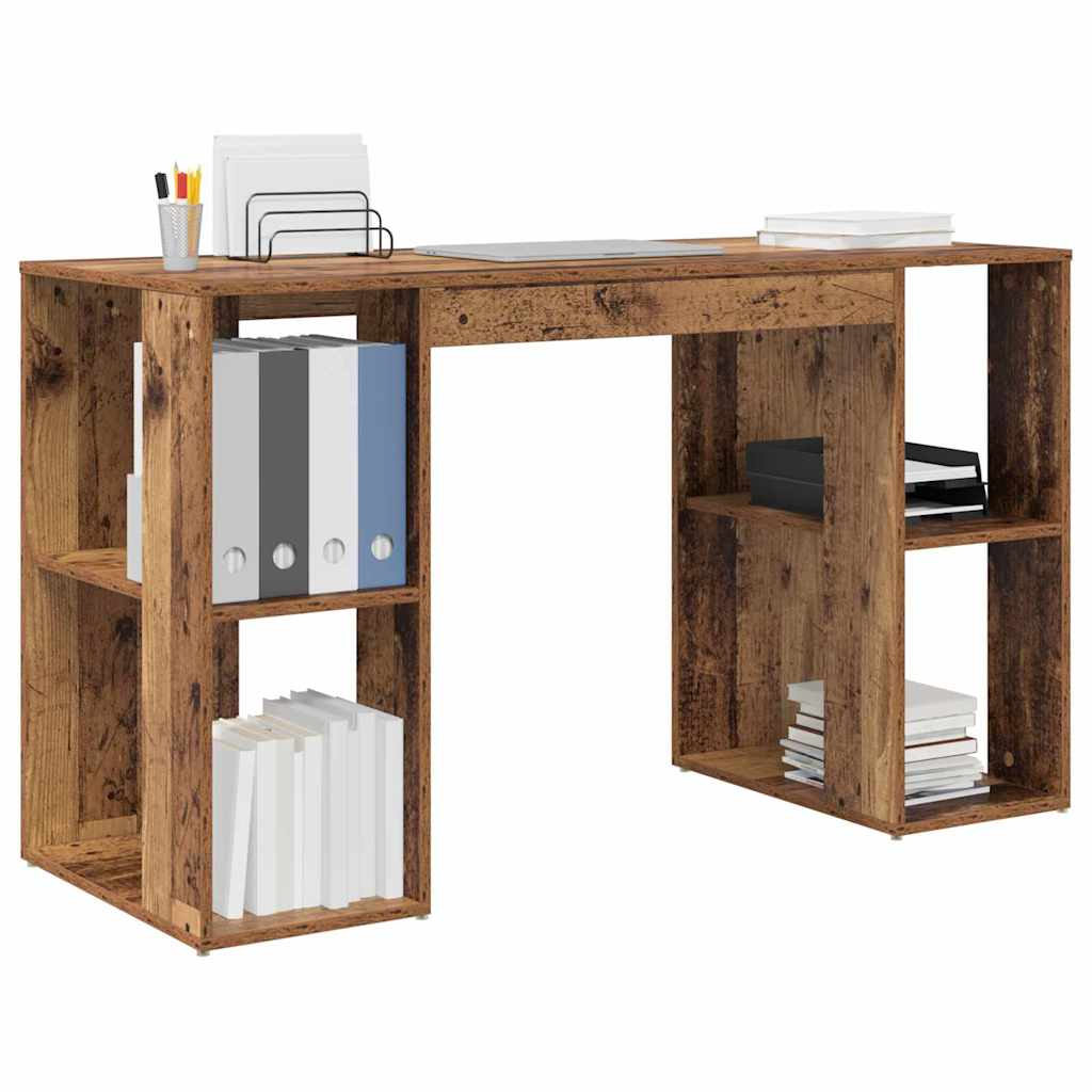 Desk with Shelf Old Wood 130 x 50.5 x 75 cm Engineered Wood