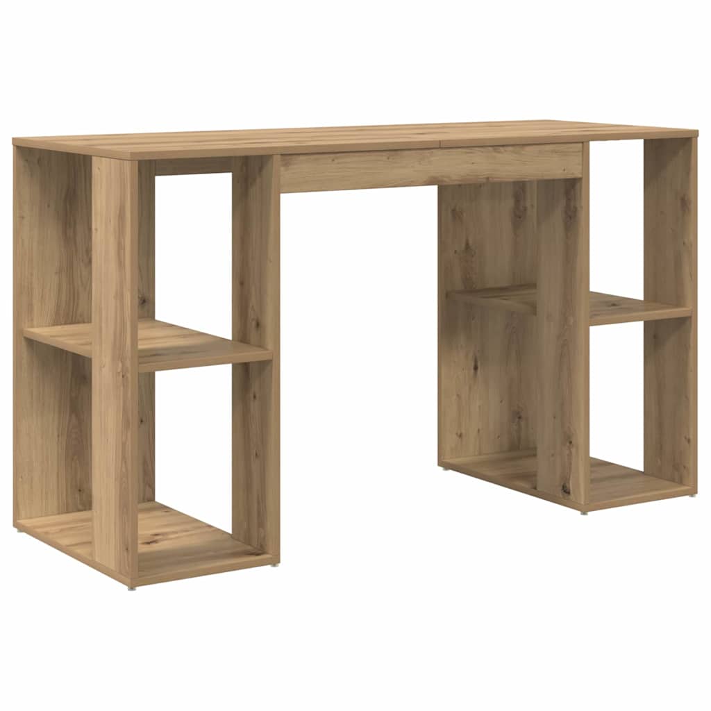 Desk with Shelf Artisan Oak 130 x 50.5 x 75 cm Engineered Wood