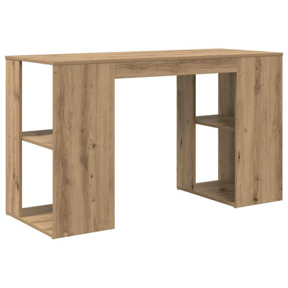 Desk with Shelf Artisan Oak 130 x 50.5 x 75 cm Engineered Wood