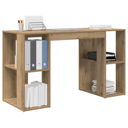 Desk with Shelf Artisan Oak 130 x 50.5 x 75 cm Engineered Wood