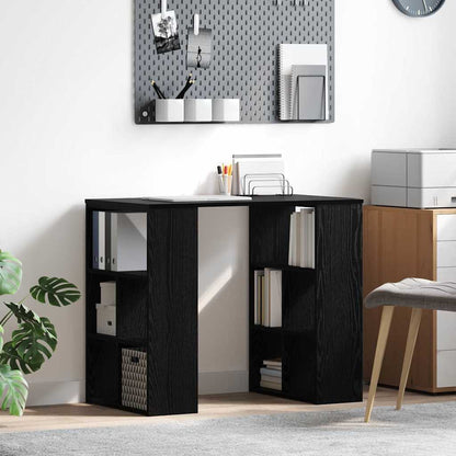 Desk with Shelf Black Oak 90 x 50 x 75 cm Engineered Wood
