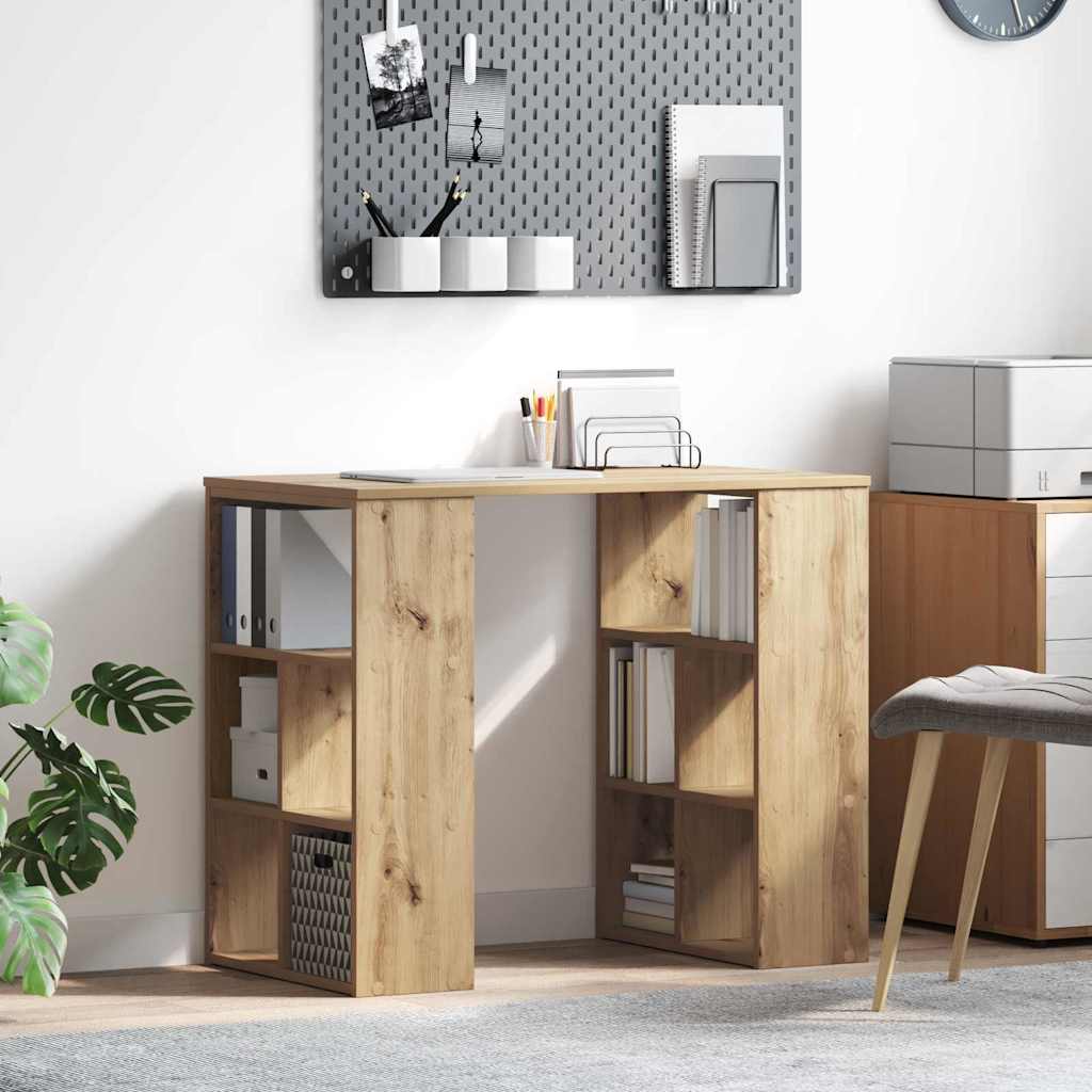 Desk with Shelf Artisan Oak 90 x 50 x 75 cm Engineered Wood