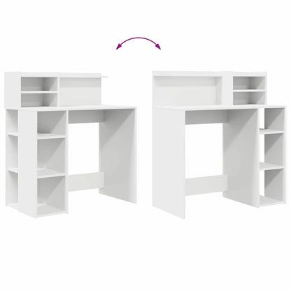 Desk with Shelf White 90 x 48 x 101.5 cm Engineered Wood