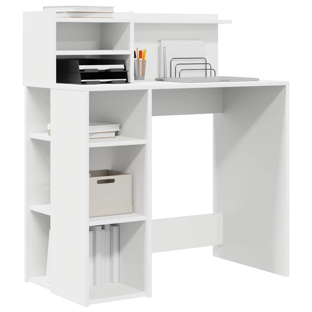 Desk with Shelf White 90 x 48 x 101.5 cm Engineered Wood