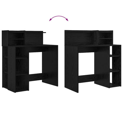 Desk with Shelf Black Oak 90 x 48 x 101.5 cm Engineered Wood