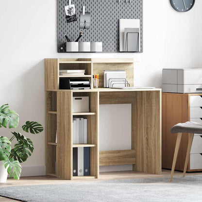 Desk with Shelf Sonoma Oak 90 x 48 x 101.5 cm Engineered Wood