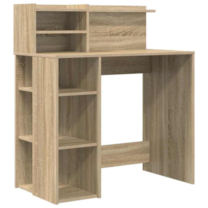 Desk with Shelf Sonoma Oak 90 x 48 x 101.5 cm Engineered Wood