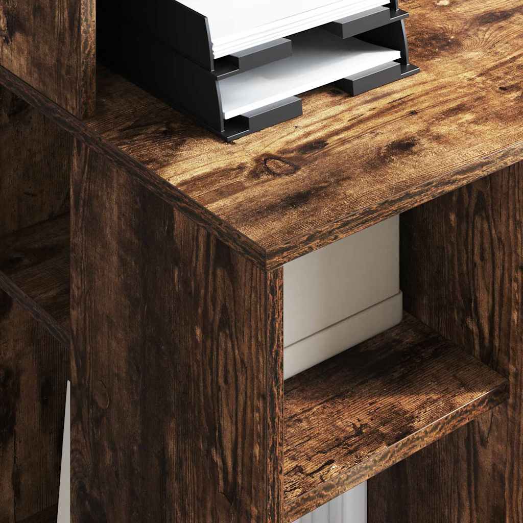 Desk with Shelf Smoked Oak 90 x 48 x 101.5 cm Engineered Wood