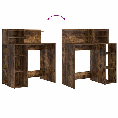 Desk with Shelf Smoked Oak 90 x 48 x 101.5 cm Engineered Wood