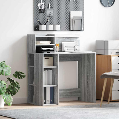 Desk with Shelf Grey Sonoma 90 x 48 x 101.5 cm Engineered Wood