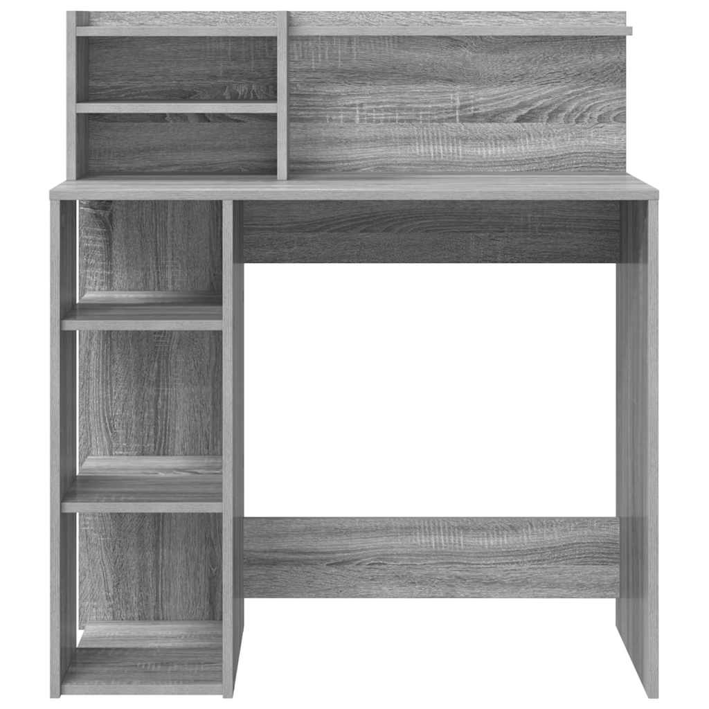 Desk with Shelf Grey Sonoma 90 x 48 x 101.5 cm Engineered Wood