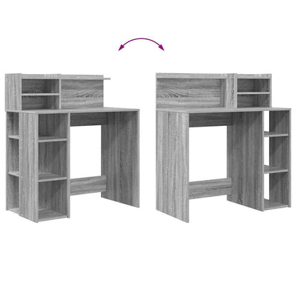 Desk with Shelf Grey Sonoma 90 x 48 x 101.5 cm Engineered Wood