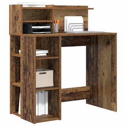 Desk with Shelf Old Wood 90 x 48 x 101.5 cm Engineered Wood
