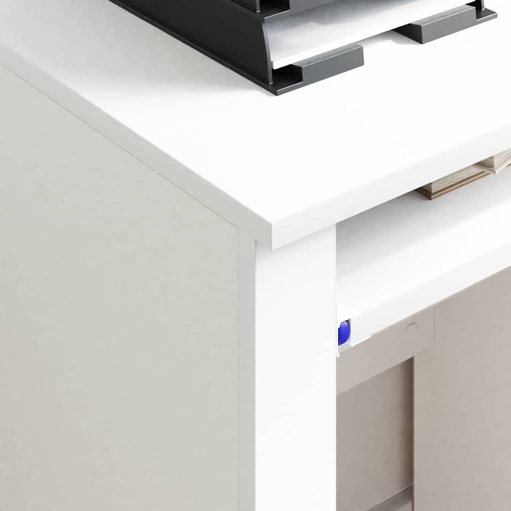 Desk with Wheels White 91 x 50 x 77 cm Engineered Wood