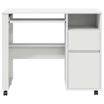Desk with Wheels White 91 x 50 x 77 cm Engineered Wood
