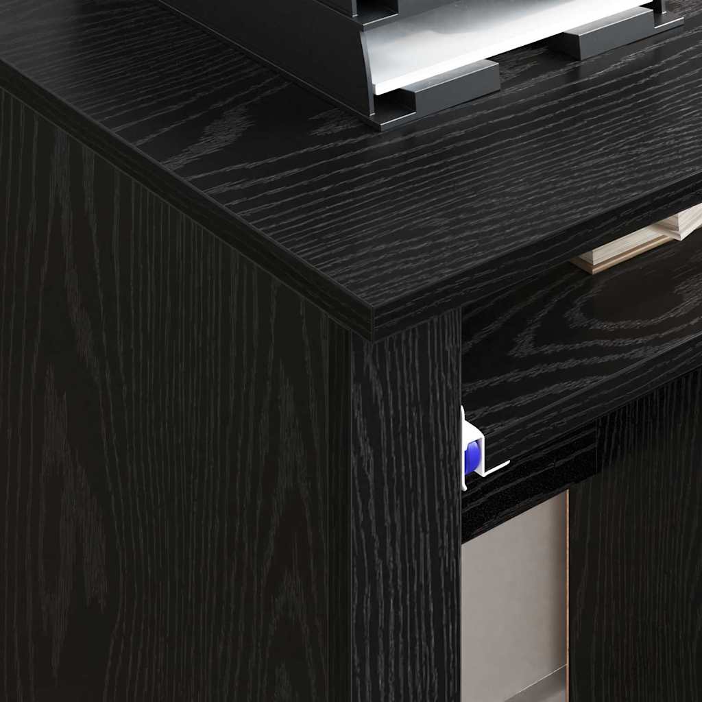 Desk with Wheels Black Oak 91 x 50 x 77 cm Engineered Wood