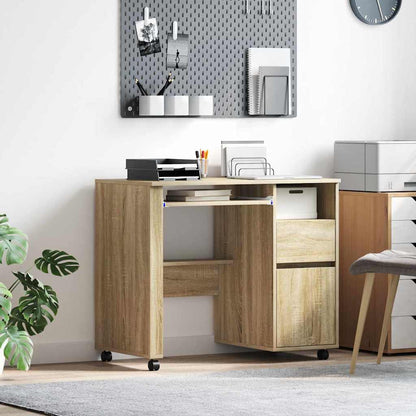 Desk with Wheels Sonoma Oak 91 x 50 x 77 cm Engineered Wood