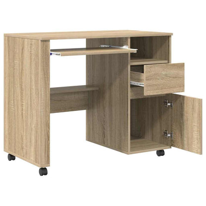 Desk with Wheels Sonoma Oak 91 x 50 x 77 cm Engineered Wood