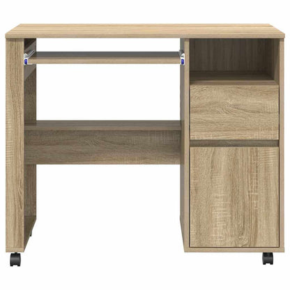 Desk with Wheels Sonoma Oak 91 x 50 x 77 cm Engineered Wood