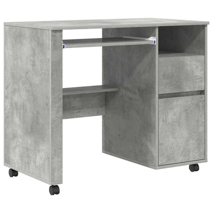 Desk with Wheels Concrete Grey 91 x 50 x 77 cm Engineered Wood