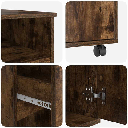 Desk with Wheels Smoked Oak 91 x 50 x 77 cm Engineered Wood