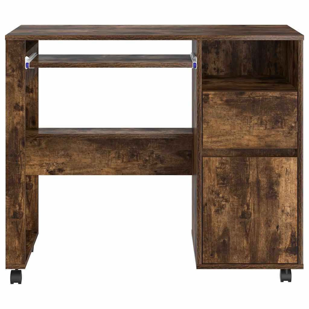 Desk with Wheels Smoked Oak 91 x 50 x 77 cm Engineered Wood