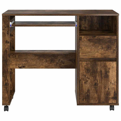 Desk with Wheels Smoked Oak 91 x 50 x 77 cm Engineered Wood