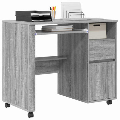 Desk with Wheels Grey Sonoma 91 x 50 x 77 cm Engineered Wood