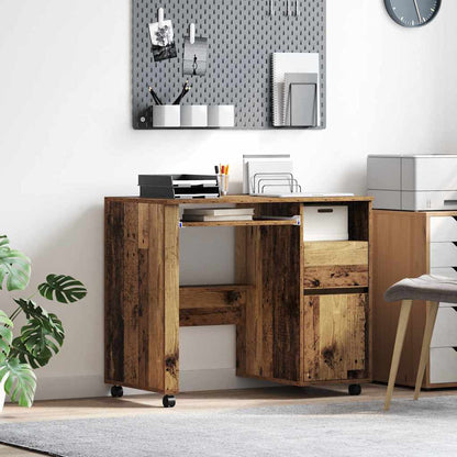 Desk with Wheels Old Wood 91 x 50 x 77 cm Engineered Wood