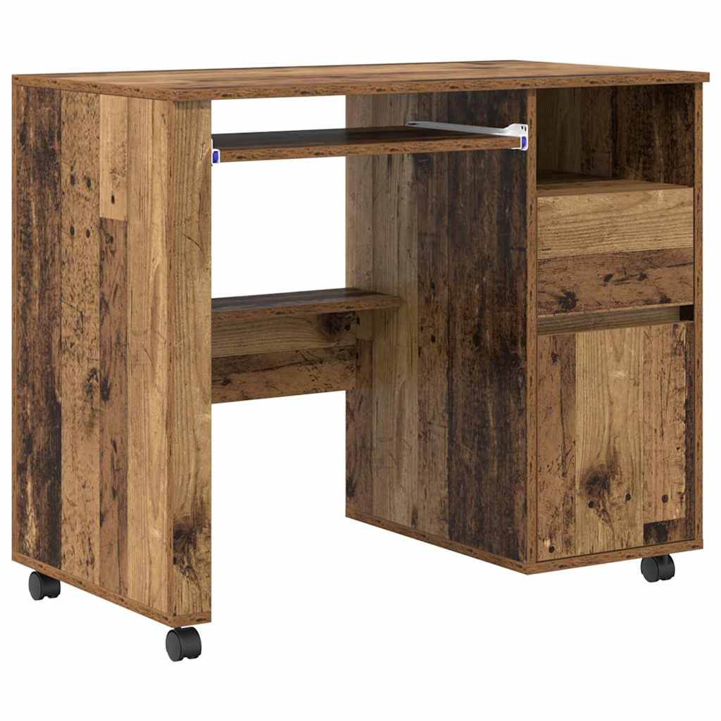 Desk with Wheels Old Wood 91 x 50 x 77 cm Engineered Wood