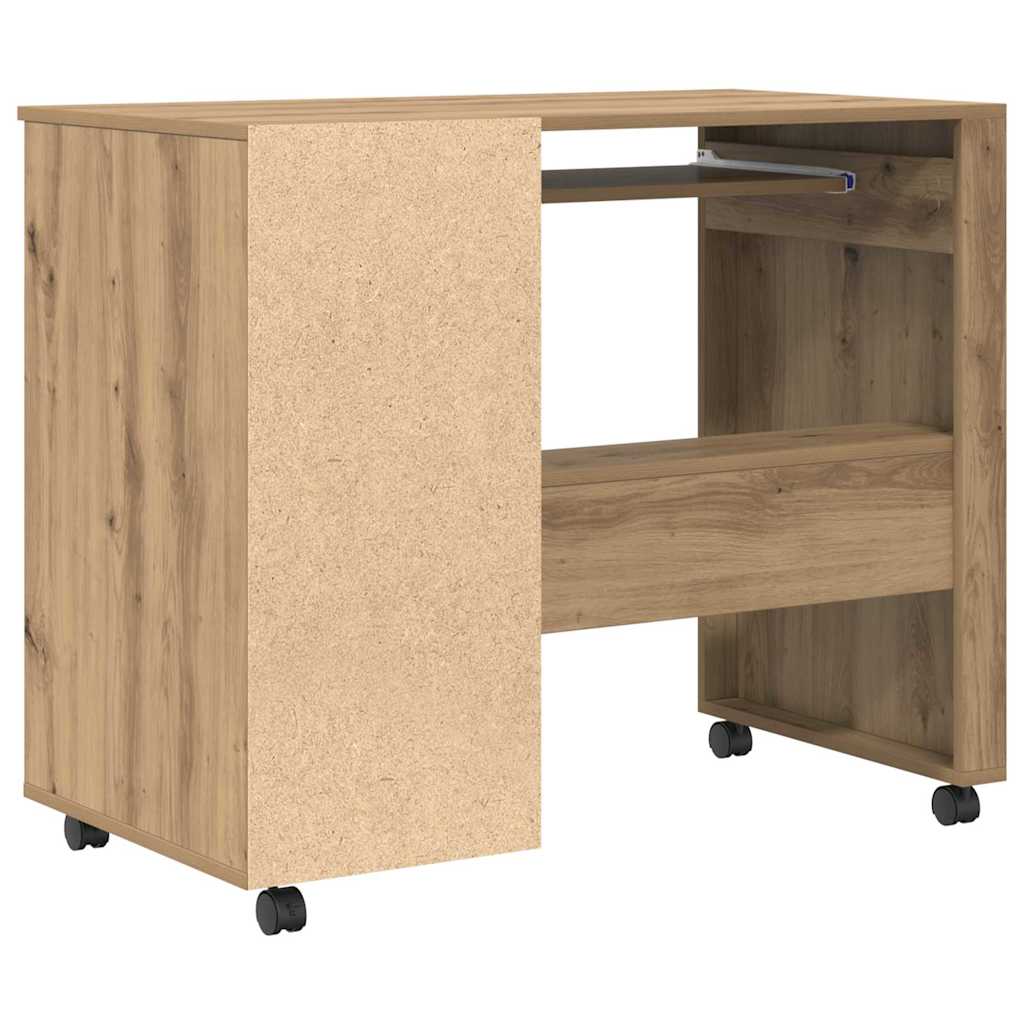 Desk with Wheels Artisan Oak 91 x 50 x 77 cm Engineered Wood