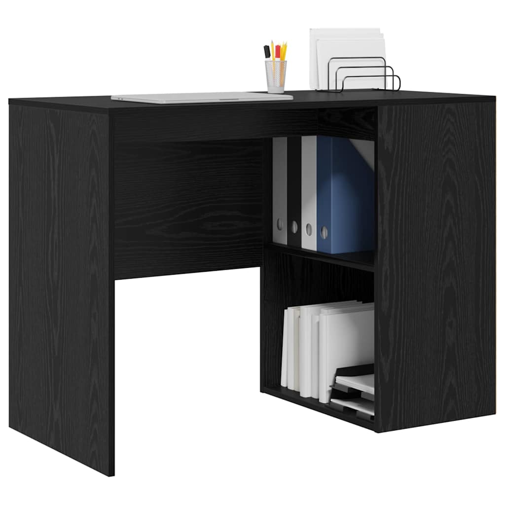 Desk with Shelf Black Oak 102 x 50 x 75 cm Engineered Wood