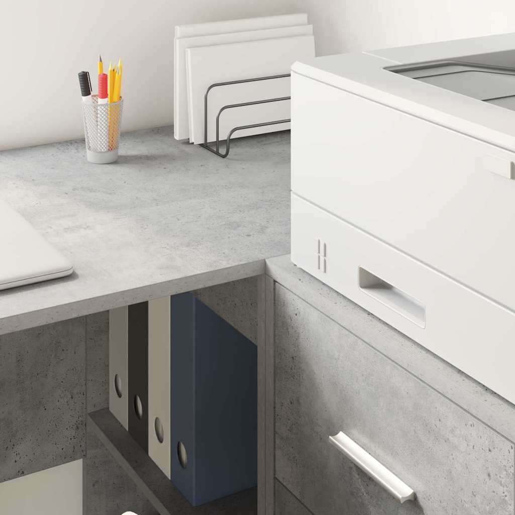 Desk with Shelf Concrete Grey 102 x 50 x 75 cm Engineered Wood
