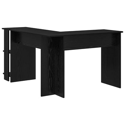 Corner Desk with Storage Black oak 140 x 113.5 x 75 cm