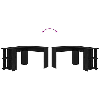 Corner Desk with Storage Black oak 140 x 113.5 x 75 cm