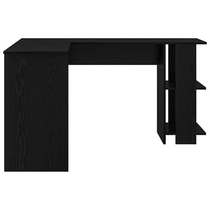 Corner Desk with Storage Black oak 140 x 113.5 x 75 cm