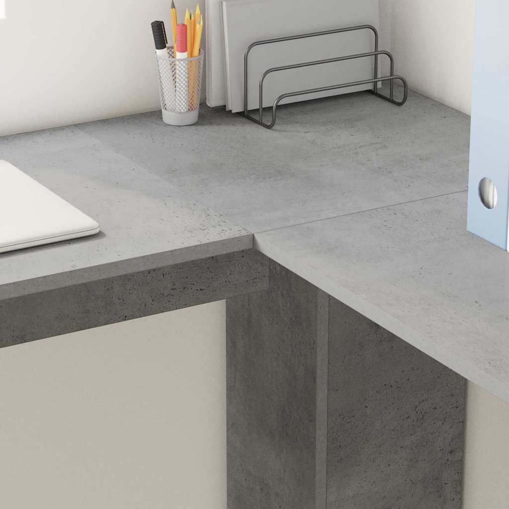 Corner Desk Concrete Grey 140 x 113.5 x 75 cm Engineered Wood
