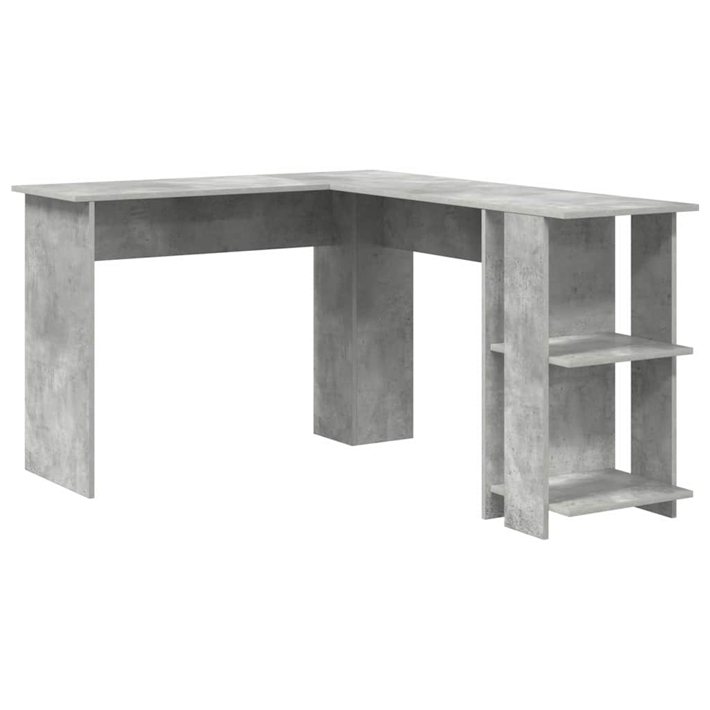 Corner Desk with Storage Concrete grey 140 x 113.5 x 75 cm