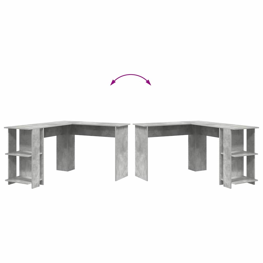 Corner Desk with Storage Concrete grey 140 x 113.5 x 75 cm