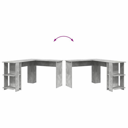 Corner Desk with Storage Concrete grey 140 x 113.5 x 75 cm