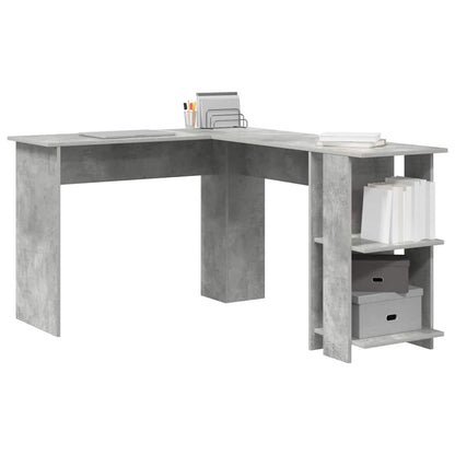 Corner Desk with Storage Concrete grey 140 x 113.5 x 75 cm