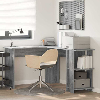 Corner Desk with Storage Grey Sonoma 140 x 113.5 x 75 cm