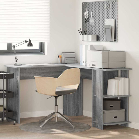 Corner Desk with Storage Grey Sonoma 140 x 113.5 x 75 cm