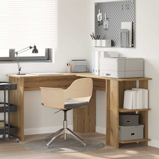 Corner Desk with Storage Artisan oak 140 x 113.5 x 75 cm