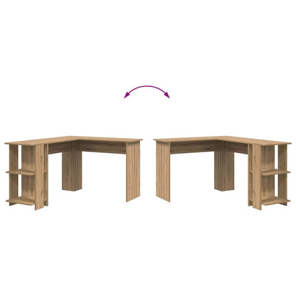 Corner Desk with Storage Artisan oak 140 x 113.5 x 75 cm
