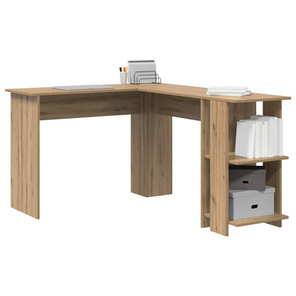 Corner Desk with Storage Artisan oak 140 x 113.5 x 75 cm
