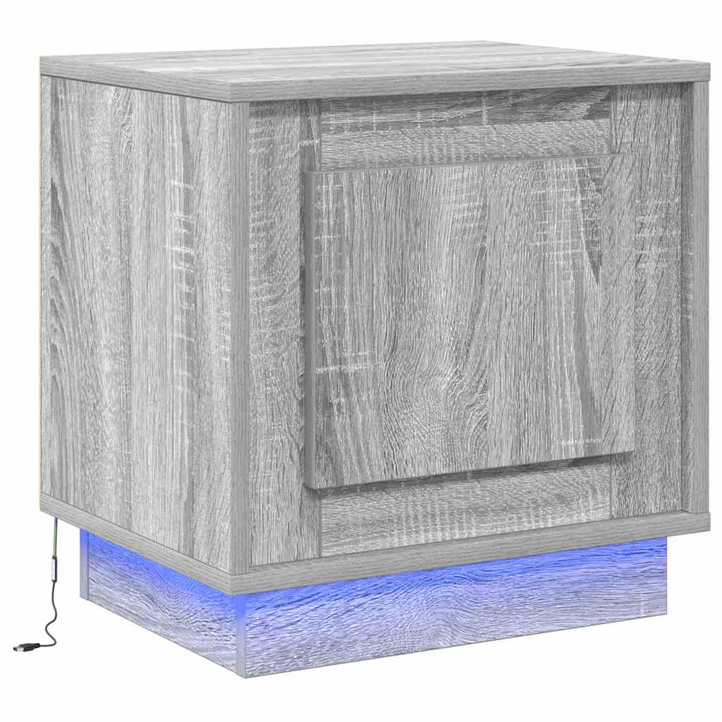 Bedside Cabinet with Grey 44 x 34.5 x 45 cm Engineered wood