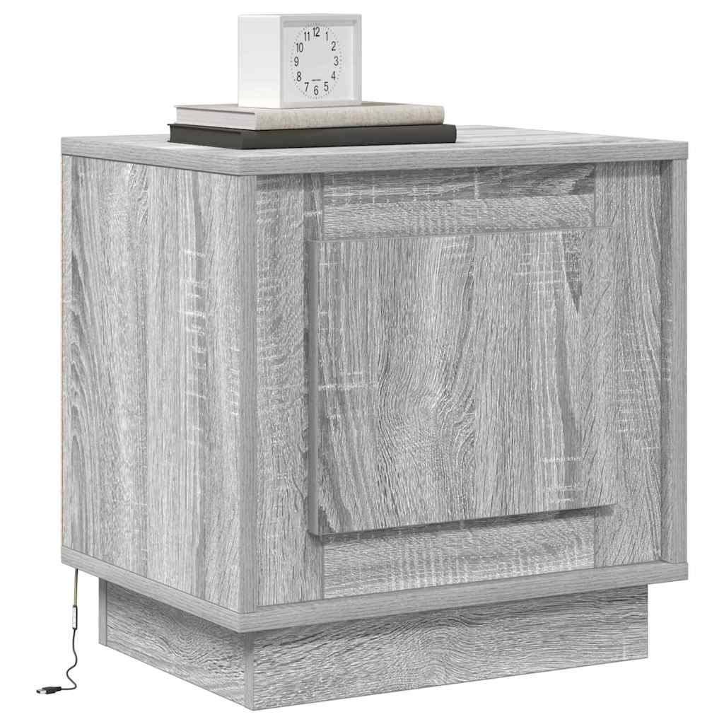 Bedside Cabinet with Grey 44 x 34.5 x 45 cm Engineered wood